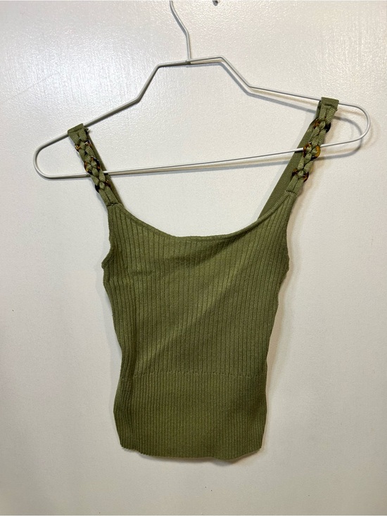 Heartloom Tops - Heartloom Olive Ribbed Tank with Braided Straps
